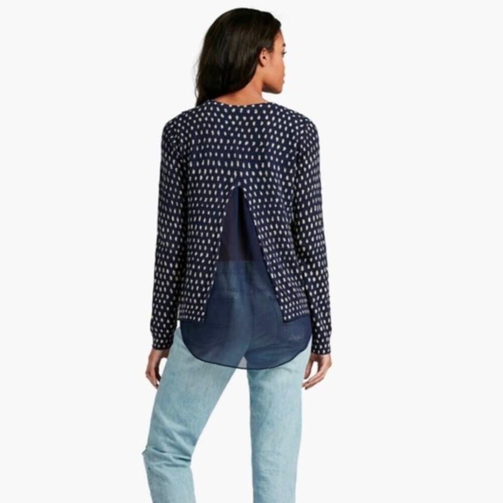 🇬🇪🔹️Lucky Blue Semi Sheer Lightweight Split Back Sweater Medium
